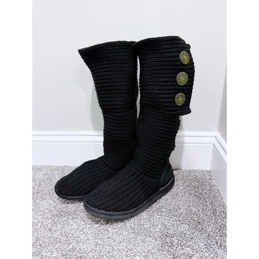 Ugg Classic Cardy Knit Tall Boots in Black